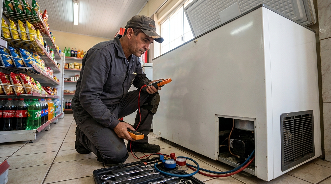 Reparo na placa eletrônica do freezer em Serra‑ES